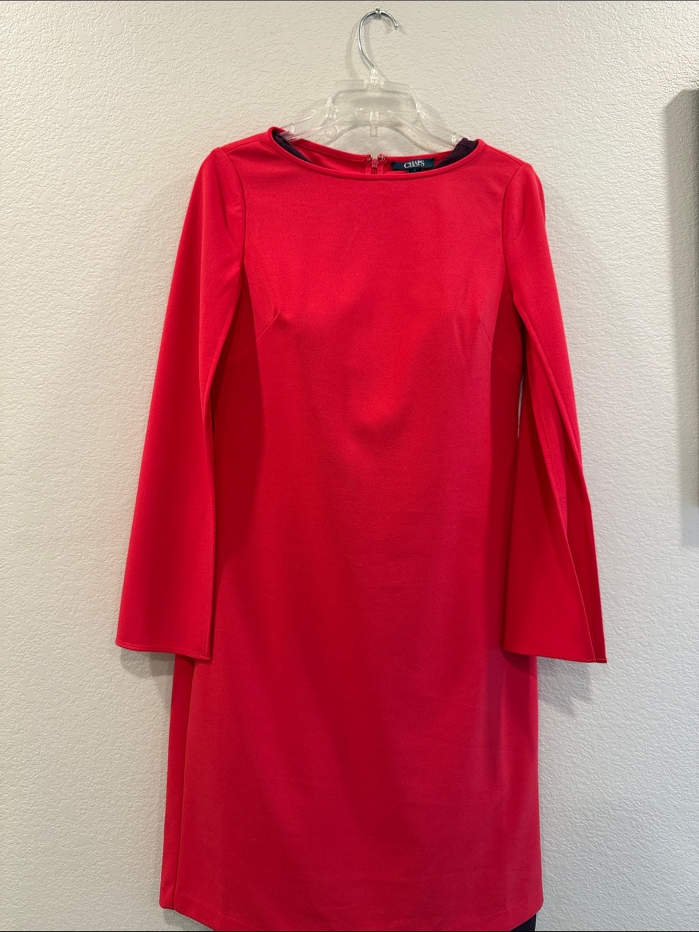 Chaps Red Long-Sleeve Shift Dress